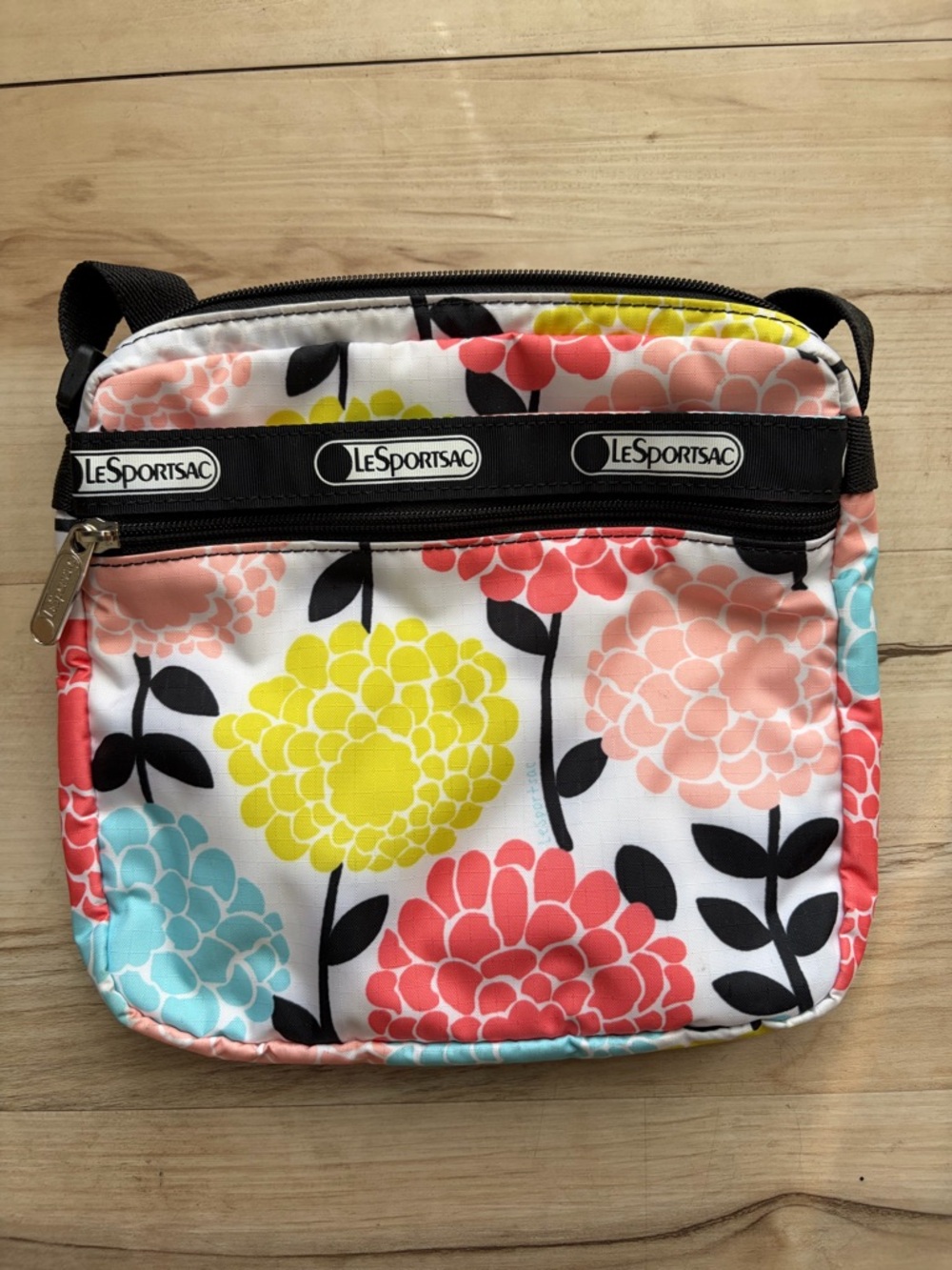 LeSportsac Floral Crossbody in White with Yellow, Pink, Coral & Aqua
